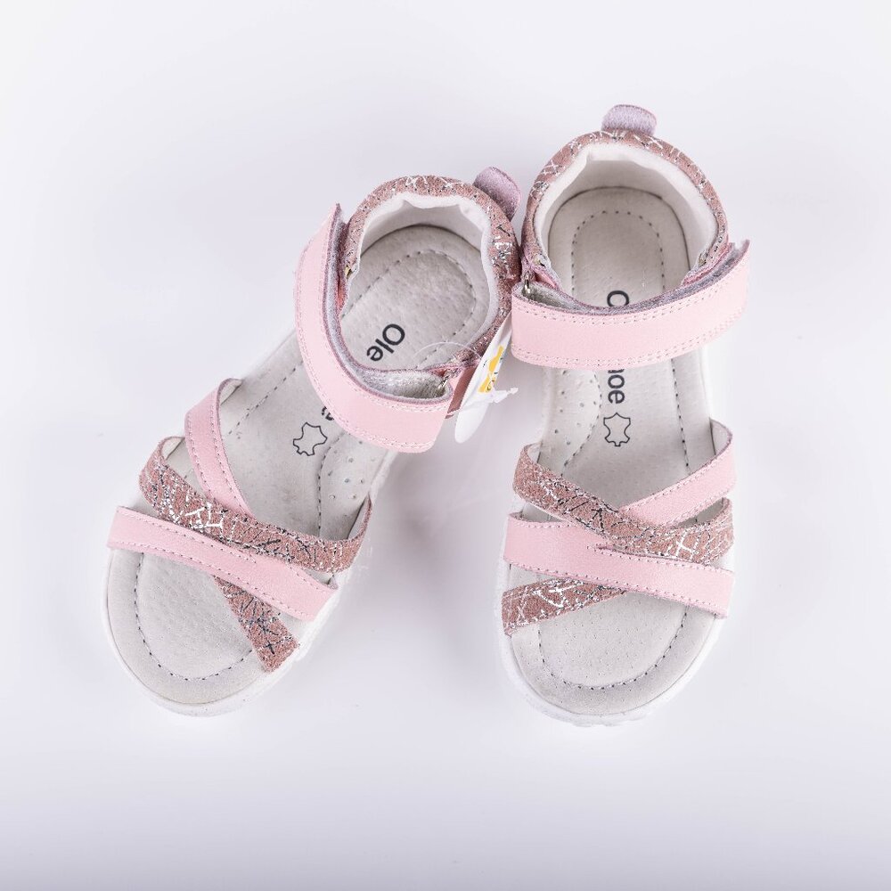 Girls Pink Leather Sandals. Size 11.5
